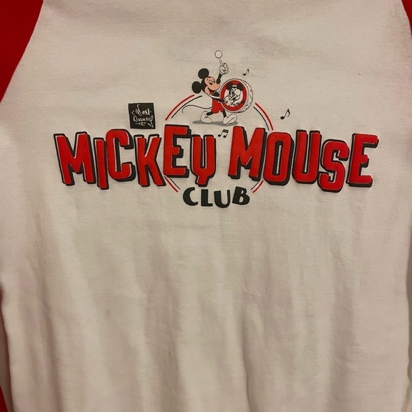 DISNEY MICKEY MOUSE CLUB JUNIOR XS LONG SLEEVE COLOR BLOCKING PUFFY LETTERING - Picture 3 of 7